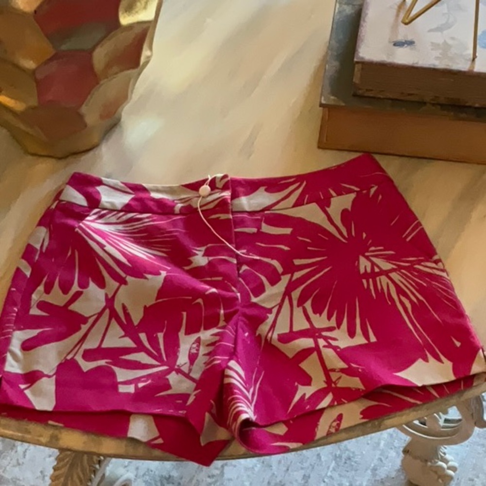 Trina Turk Pink and Cream High Waist Shorts